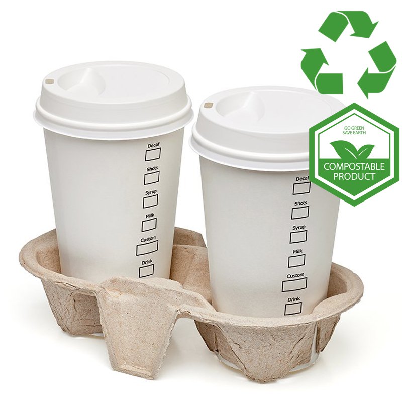 2 Cups Compostable Carrier