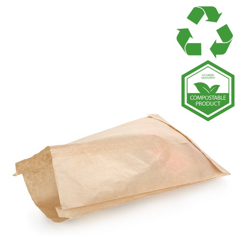 7x7’’ Brown Flat Takeaway Paper Bags Strung
