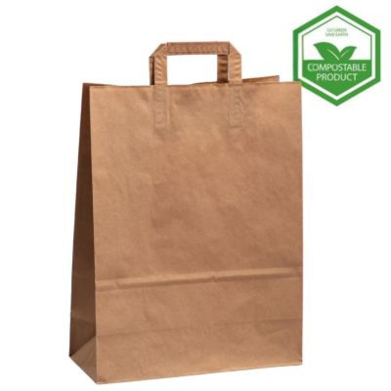 Kraft Flat Handle Paper Bags