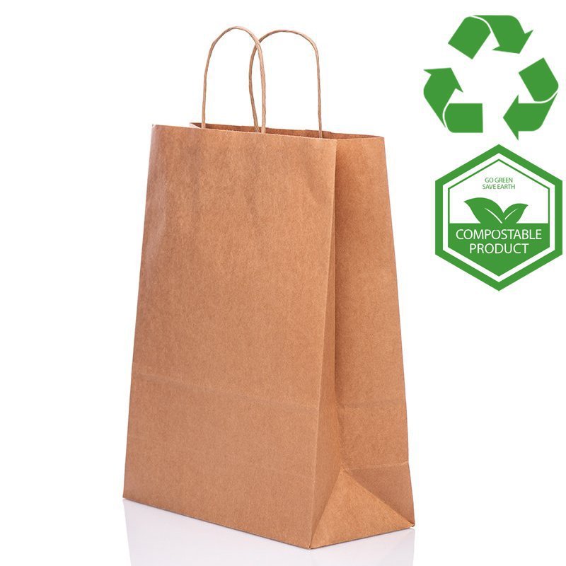 MEDIUM Plain Brown  Twisted Handle Paper Bags