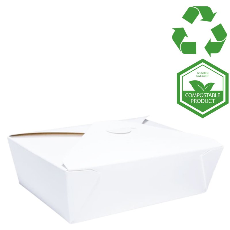 Large Deli White Fold Top NO2 Food Box 1450ml