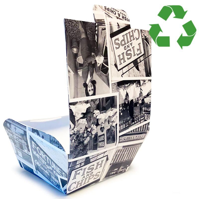 Sabert Retro Newsprint Small Lidded Tray