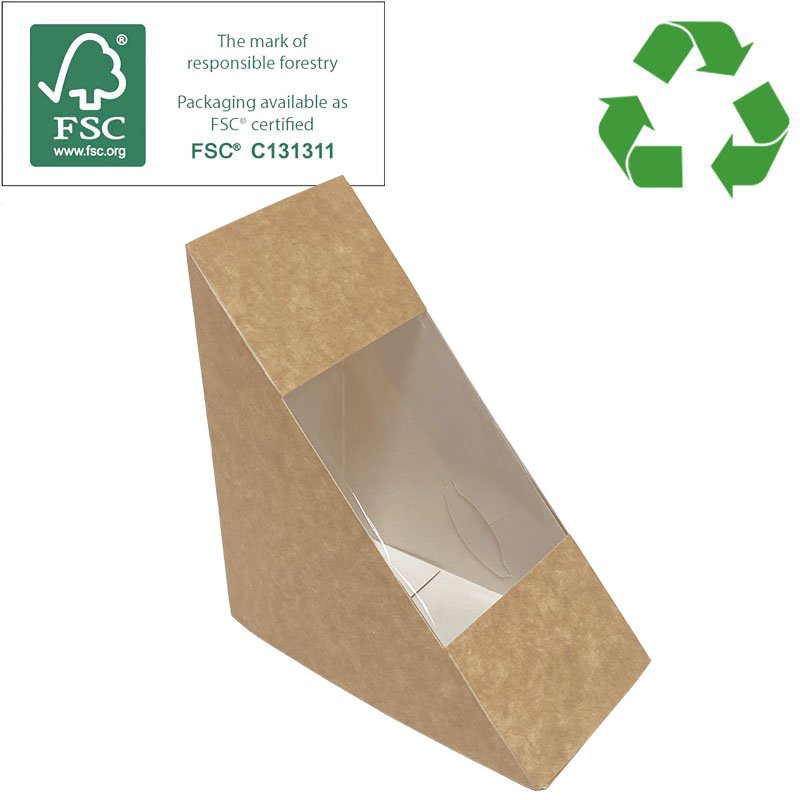 Sabert Kraft Sandwich Box FSC Certified PAP0365SD - Glopack